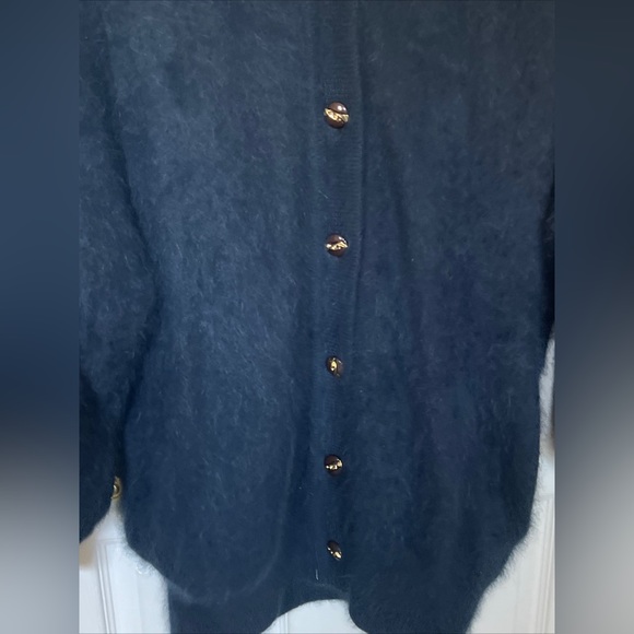 JESSICA ASH Vtg Fully Lined High Quality 90% Angora Blue Cardigan Sweat… - Picture 3 of 9